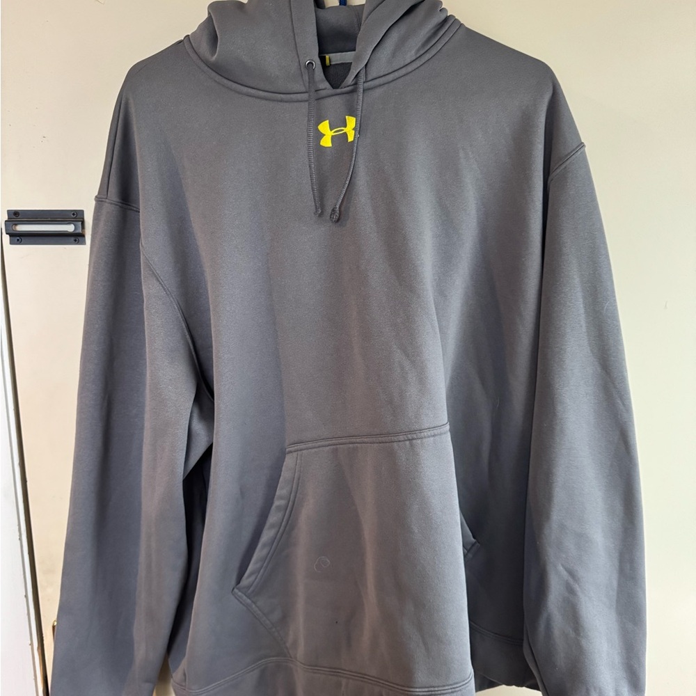 Under Armour Charcoal Gray Men's Hoodie with Yellow Logo
